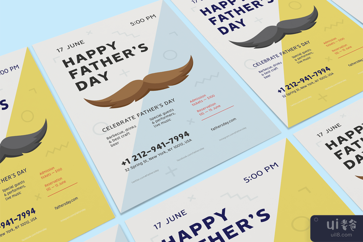 父亲节海报模板(Father's day Poster Template)插图3