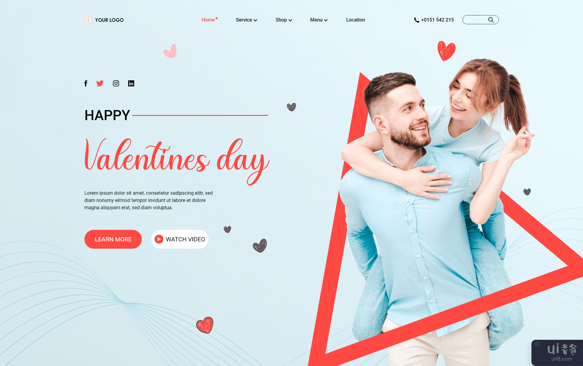情人节登陆页面(Valentines Day Landing Page)插图