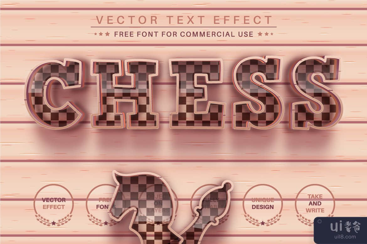 下棋 - 可编辑的文字效果，字体样式(Play Chess - Editable Text Effect, Font Style)插图2