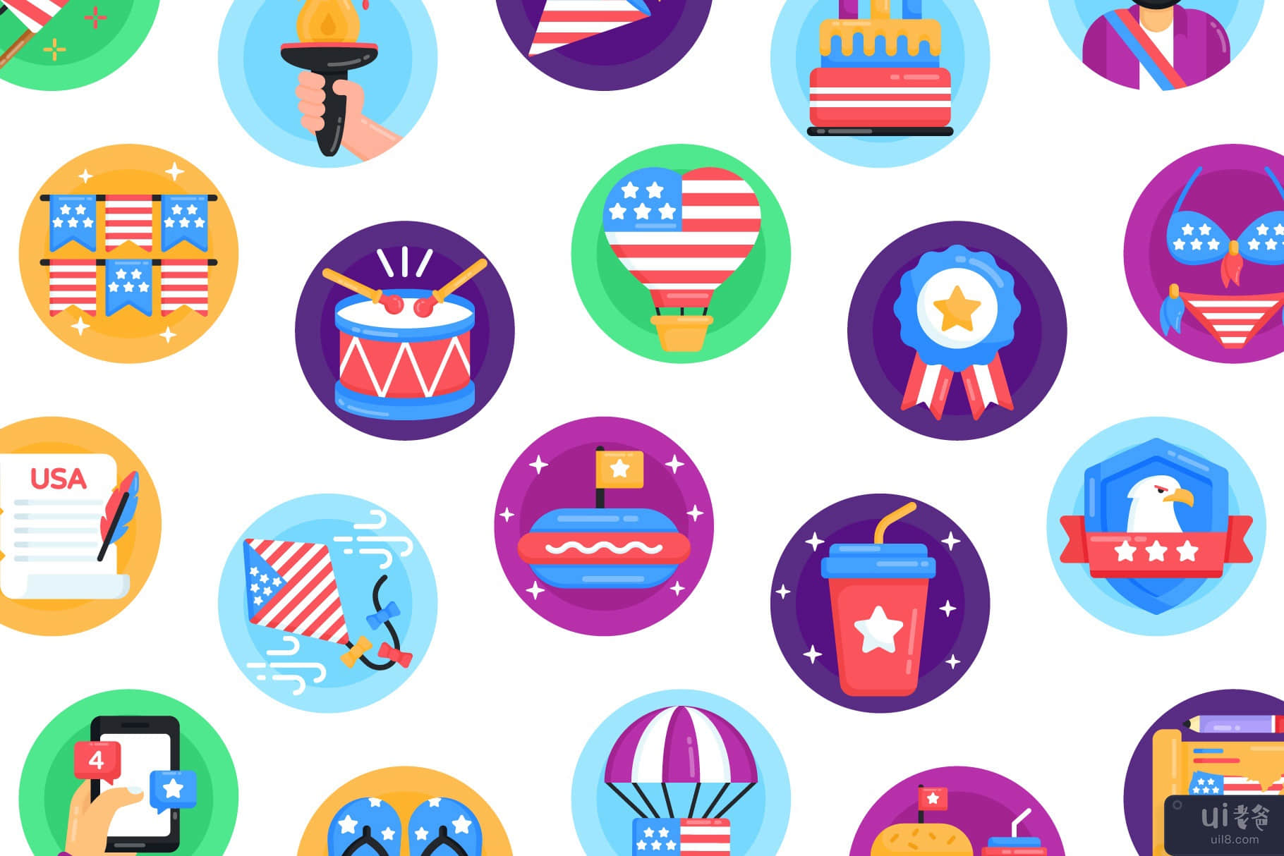 50 美国独立日矢量图标(50 USA Independence Day Vector Icons)插图1