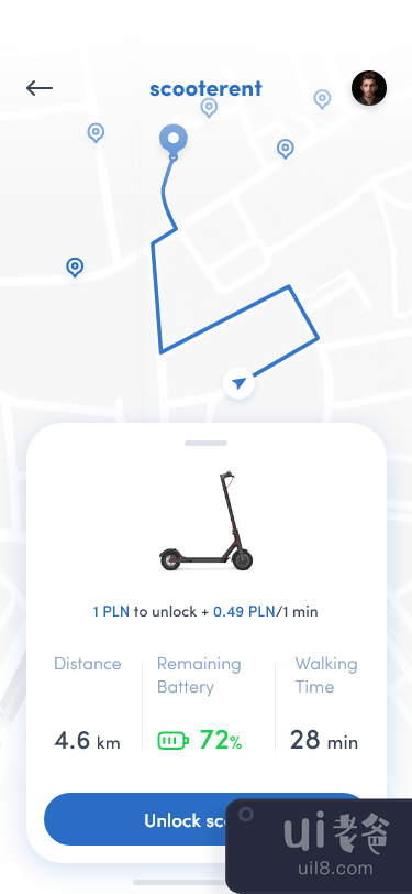滑板车租赁 iOS 应用程序概念(Scooter Rent iOS App Concept)插图2