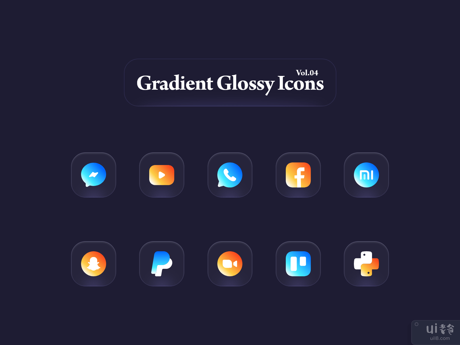 渐变光泽图标 Vol.04(Gradient Glossy Icons Vol.04)插图