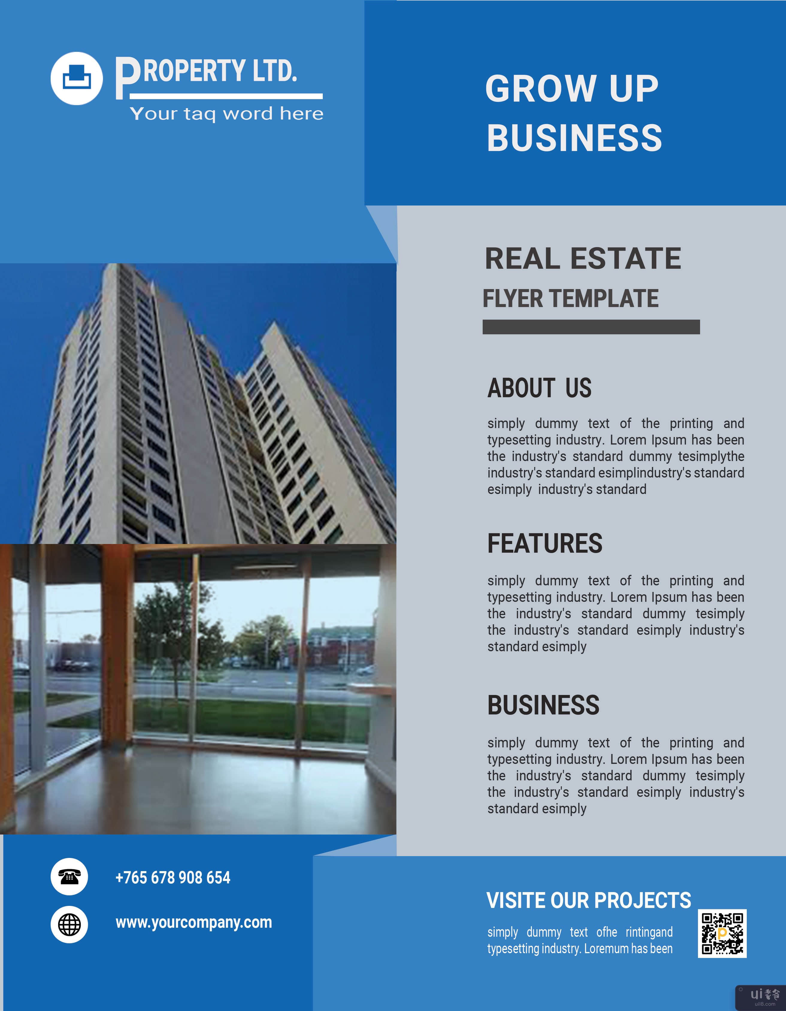 优雅的企业房地产传单模板(Elegant Corporate Real Estate Flyer Template)插图3