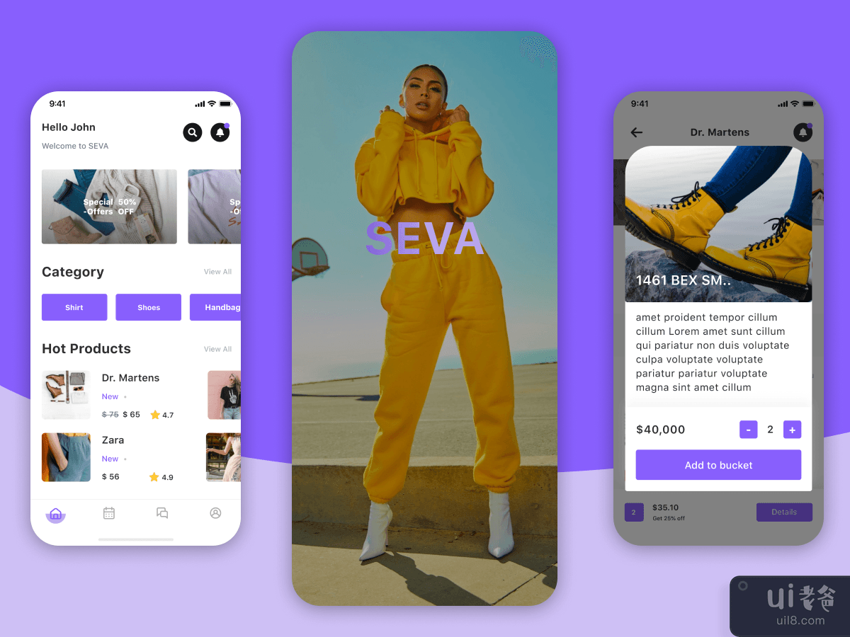 SEVA - Fashion Ordering App UI Kit