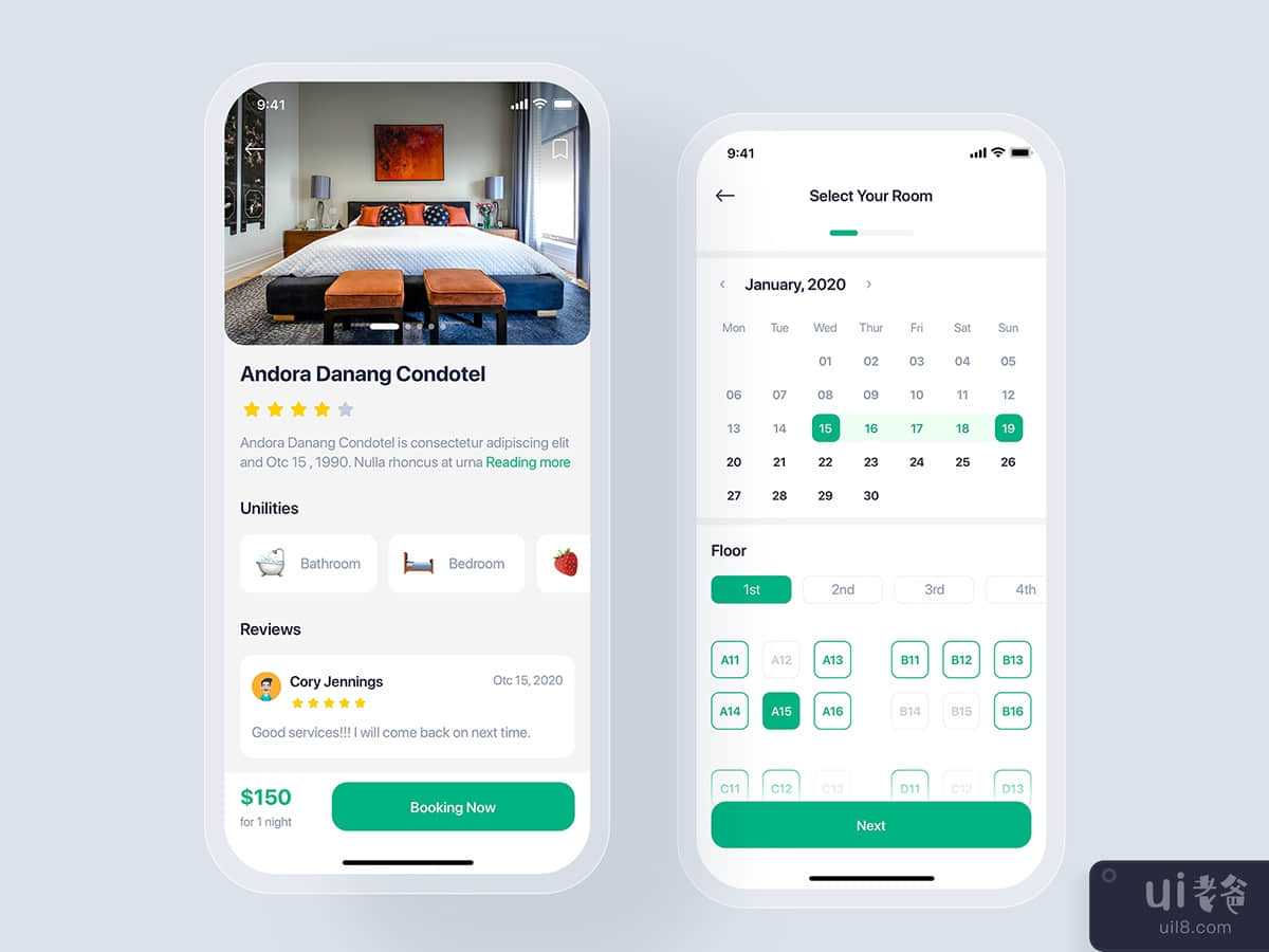 Hotel Booking mobile app concept
