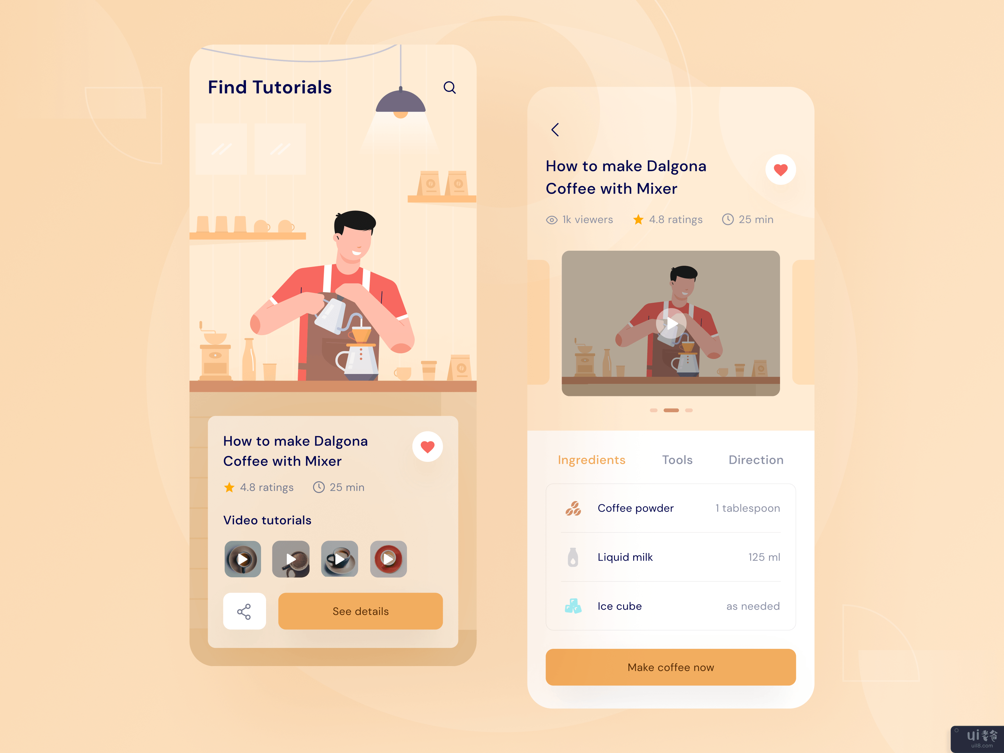 咖啡应用程序 UI 套件(Coffee App UI kit)插图