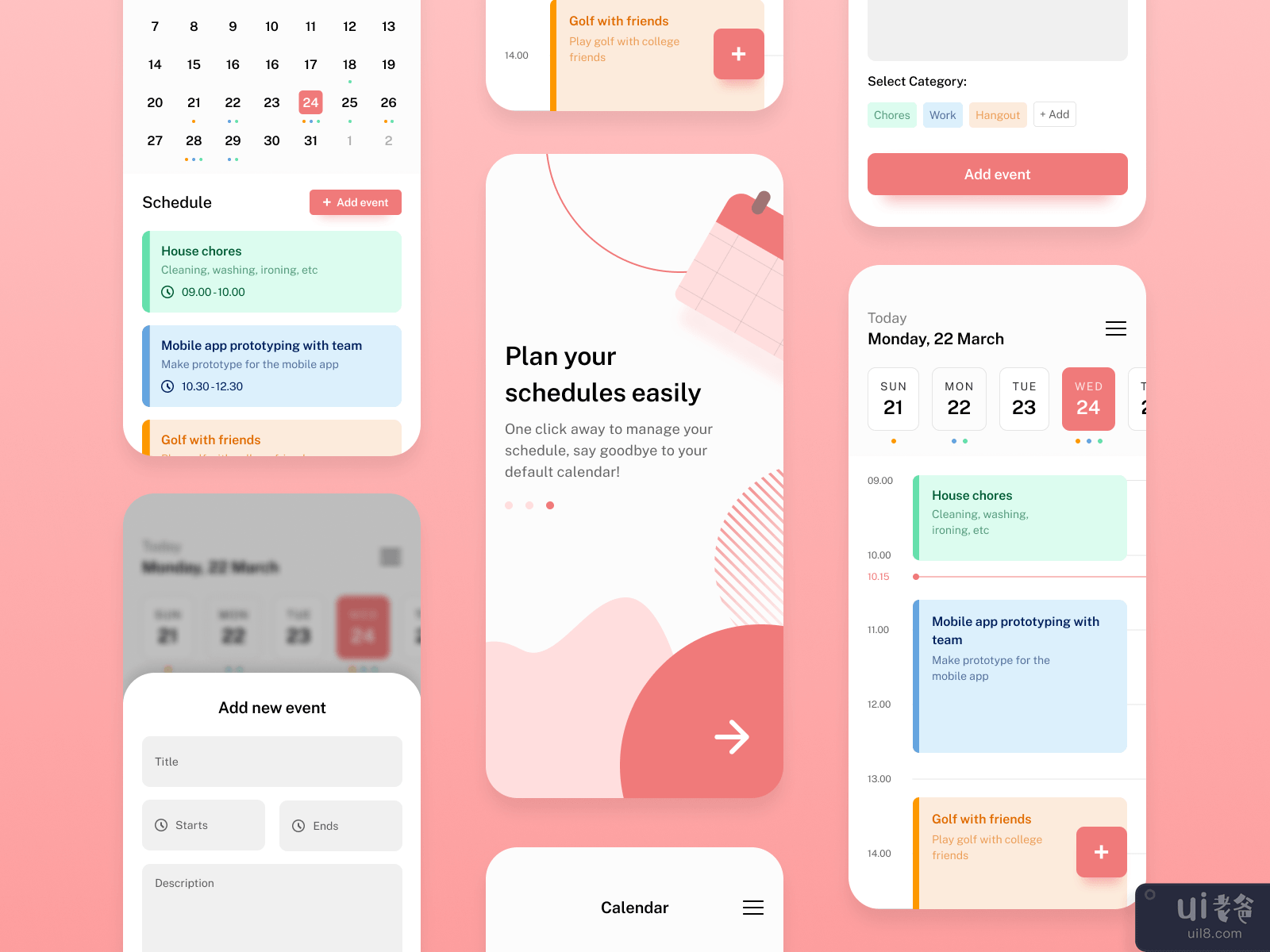 Calendar Schedule Management App UI Kit