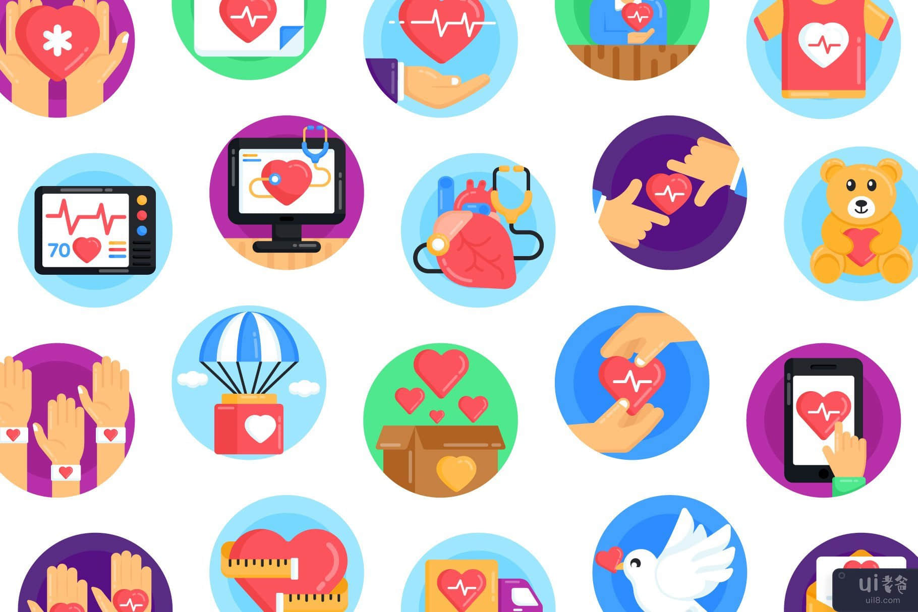 50 个世界心脏日矢量图标(50 World Heart Day Vector Icons)插图3