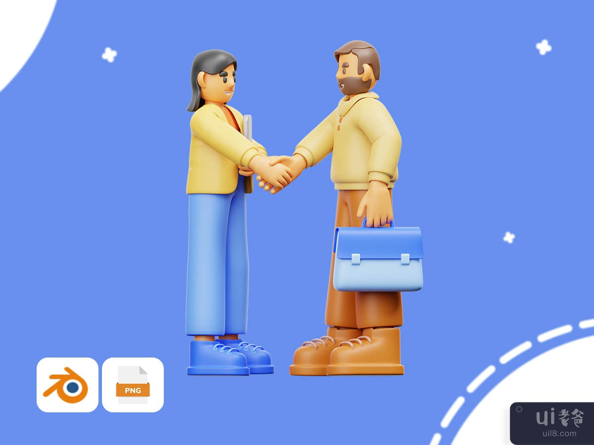 Partnership makes an agreement - Workly 3D Illustration Pack