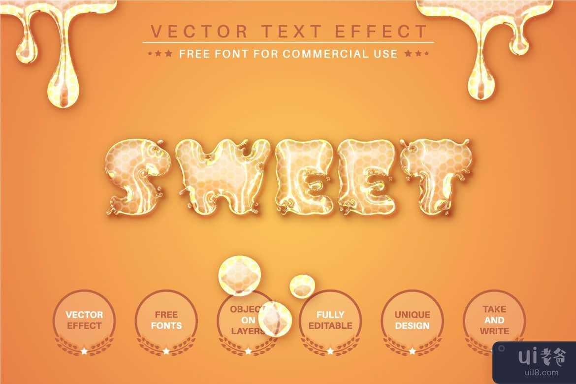 Honey - 可编辑的文字效果，字体样式(Honey -  Editable Text Effect, Font Style)插图3