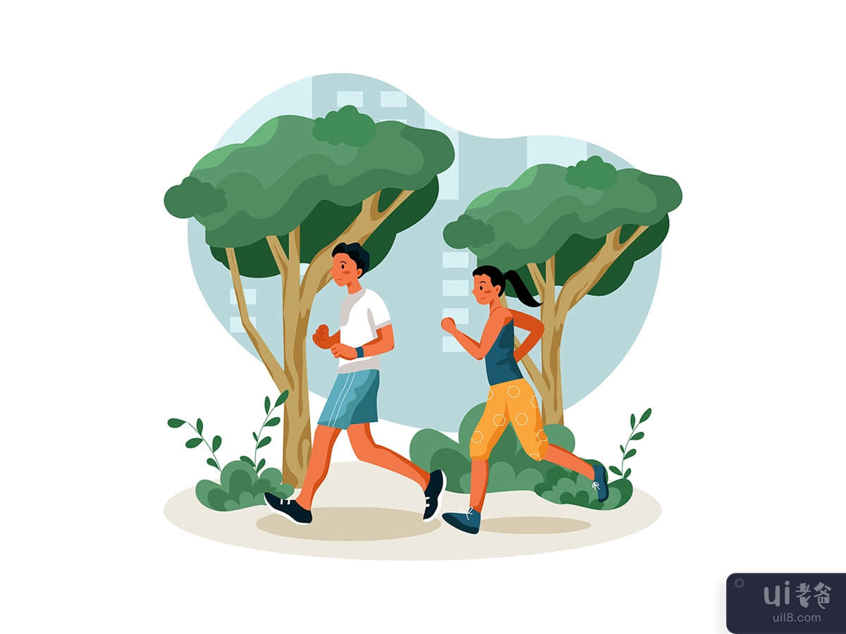 Jogging in the city park Illustration