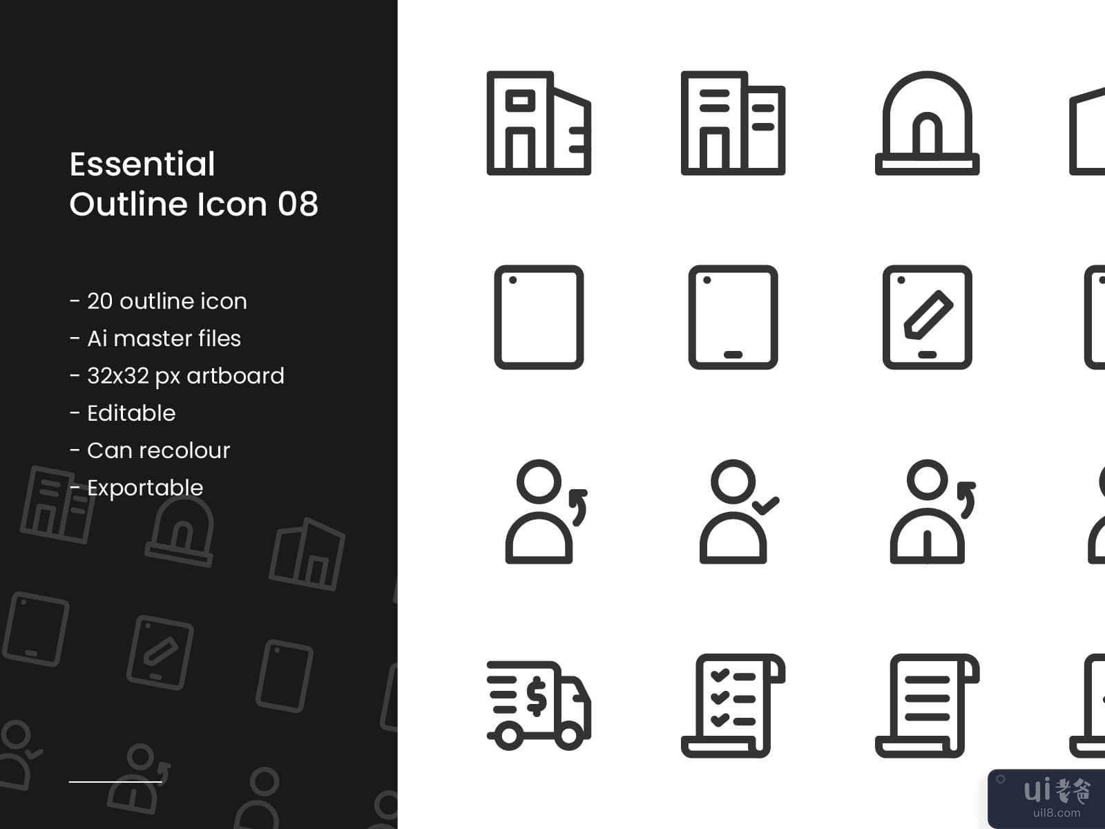 Apartment and Document Icon Set