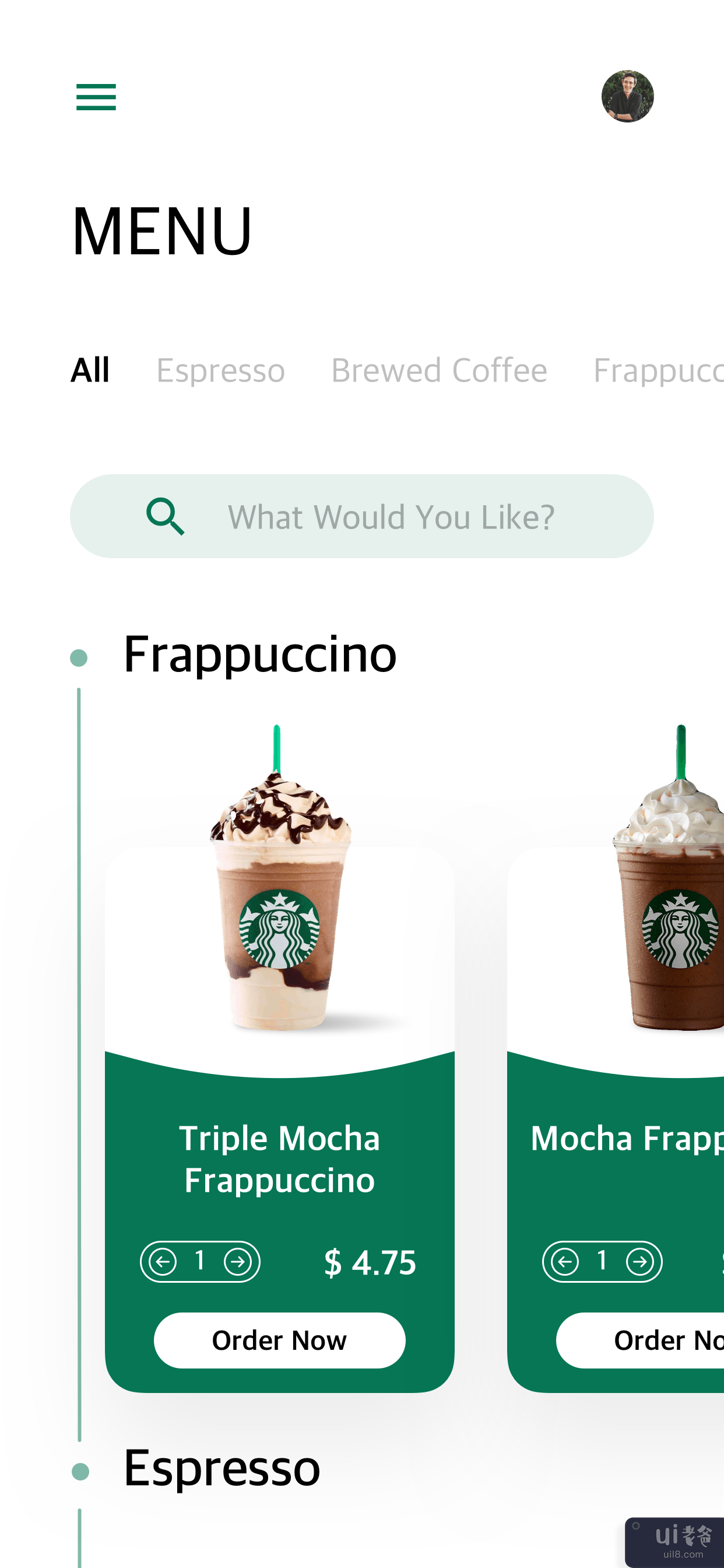 星巴克应用概念(Starbucks App Concept)插图
