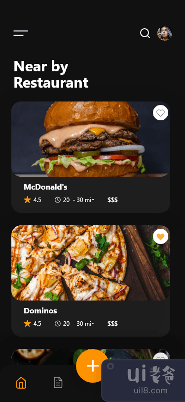 外卖应用程序黑暗模式(Food Delivery App Dark Mode)插图1
