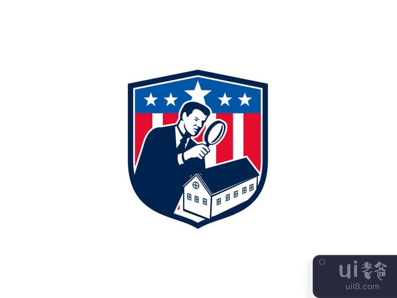 American School Inspector  USA Flag Icon Retro