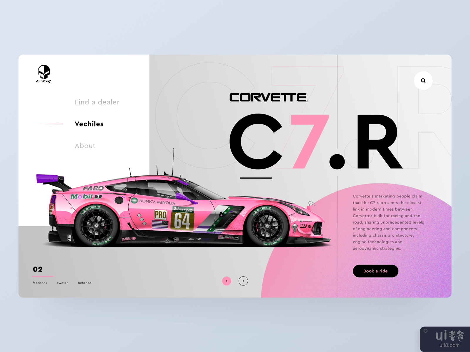 UI Design Animation: Corvette Landing Page Concept