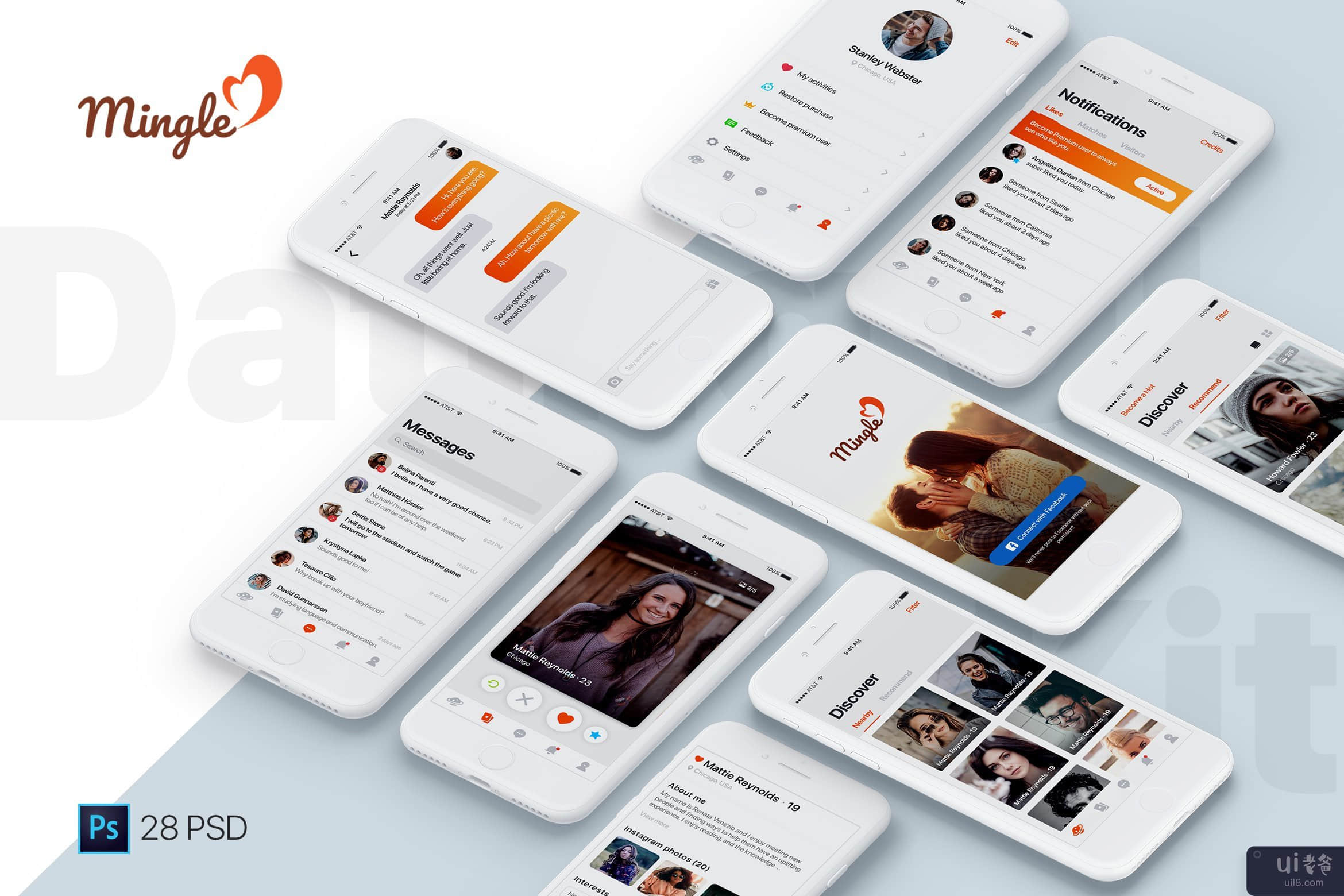 约会移动应用程序 UI 套件(Dating mobile app UI Kit)插图