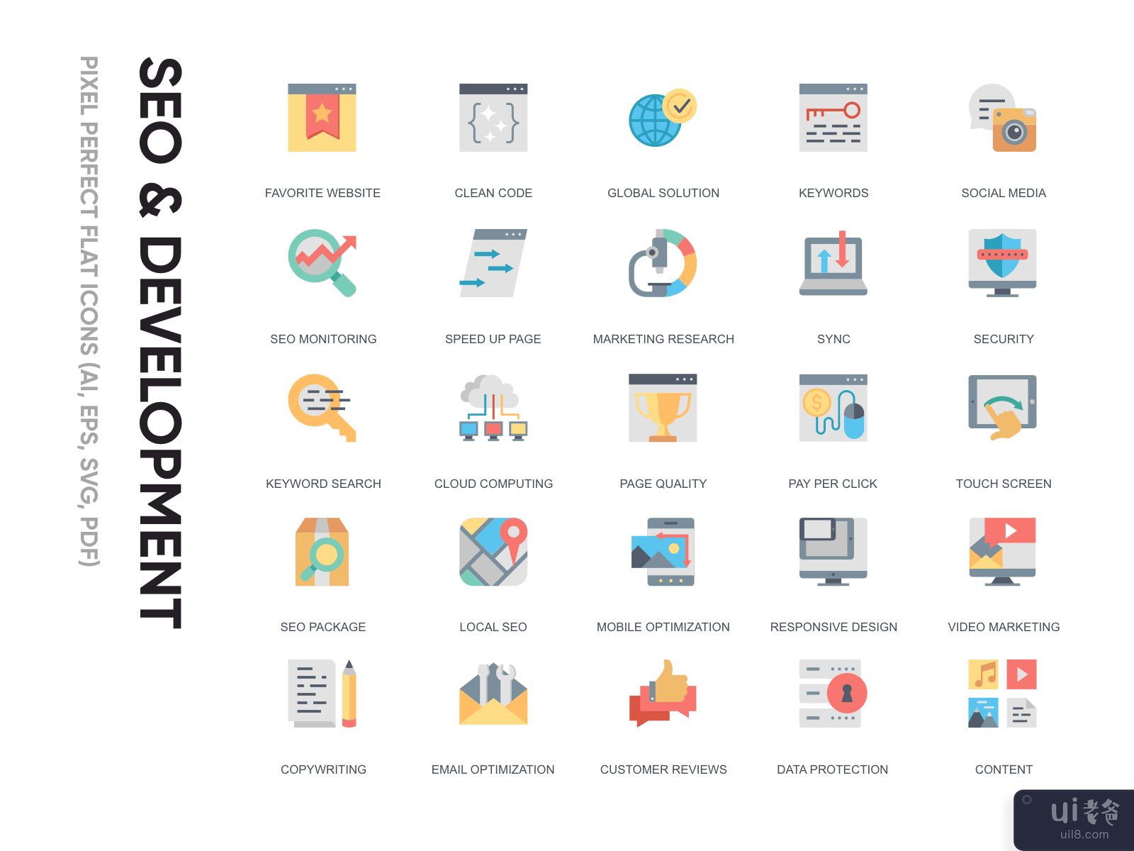 Flat Icon - Seo & Development