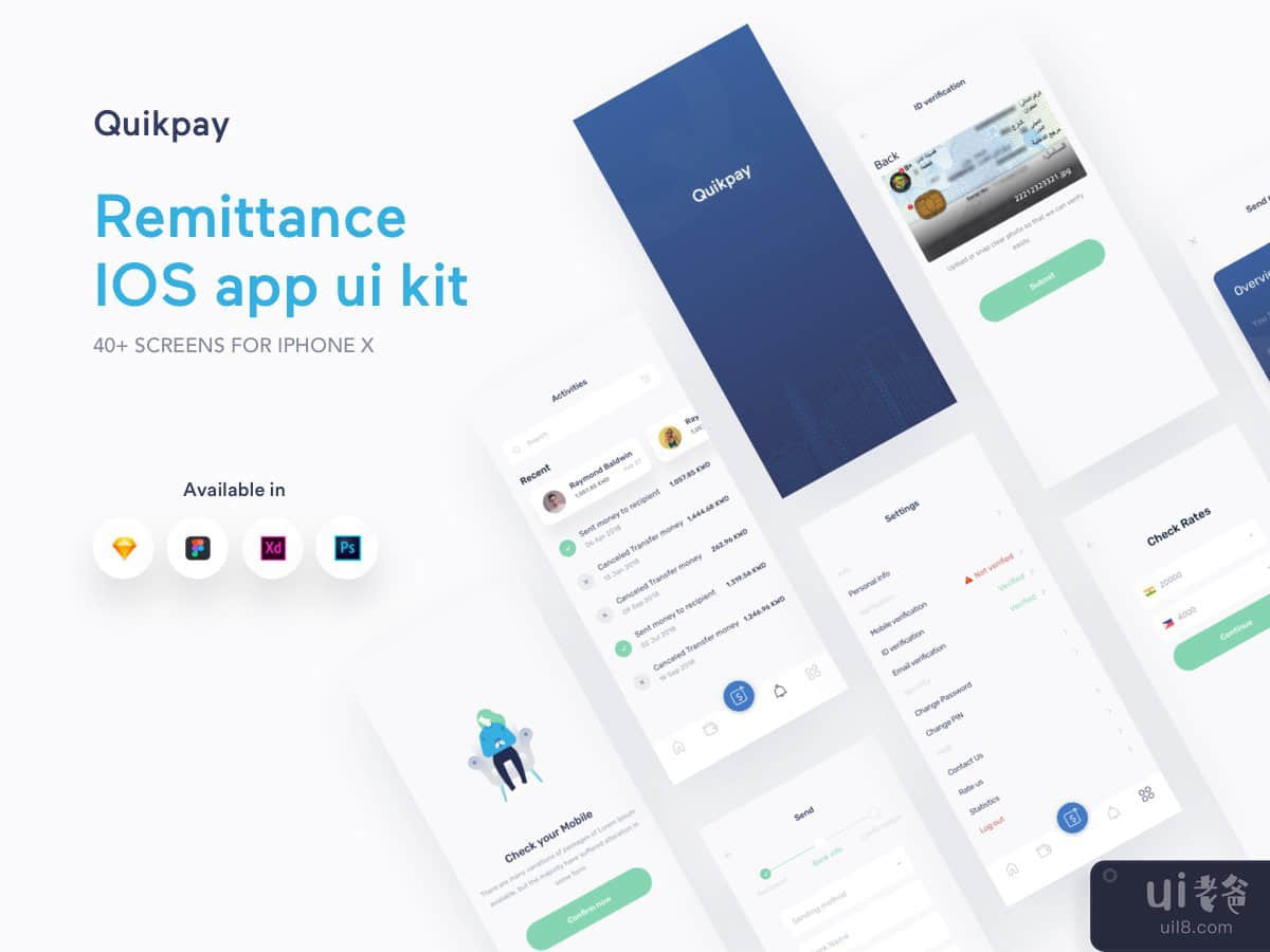 Quikpay 汇款 IOS 应用程序 ui 套件(Quikpay Remittance IOS app ui kit)插图6