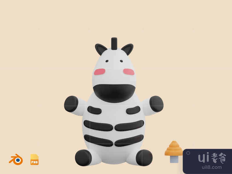 Zebra - Cute 3D Animal (front)