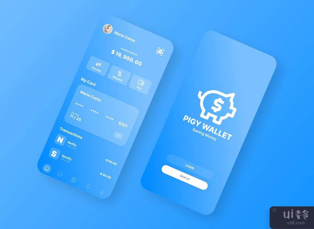 钱包蓝色 UI 移动应用(Wallet Blue UI Mobile Apps)插图2