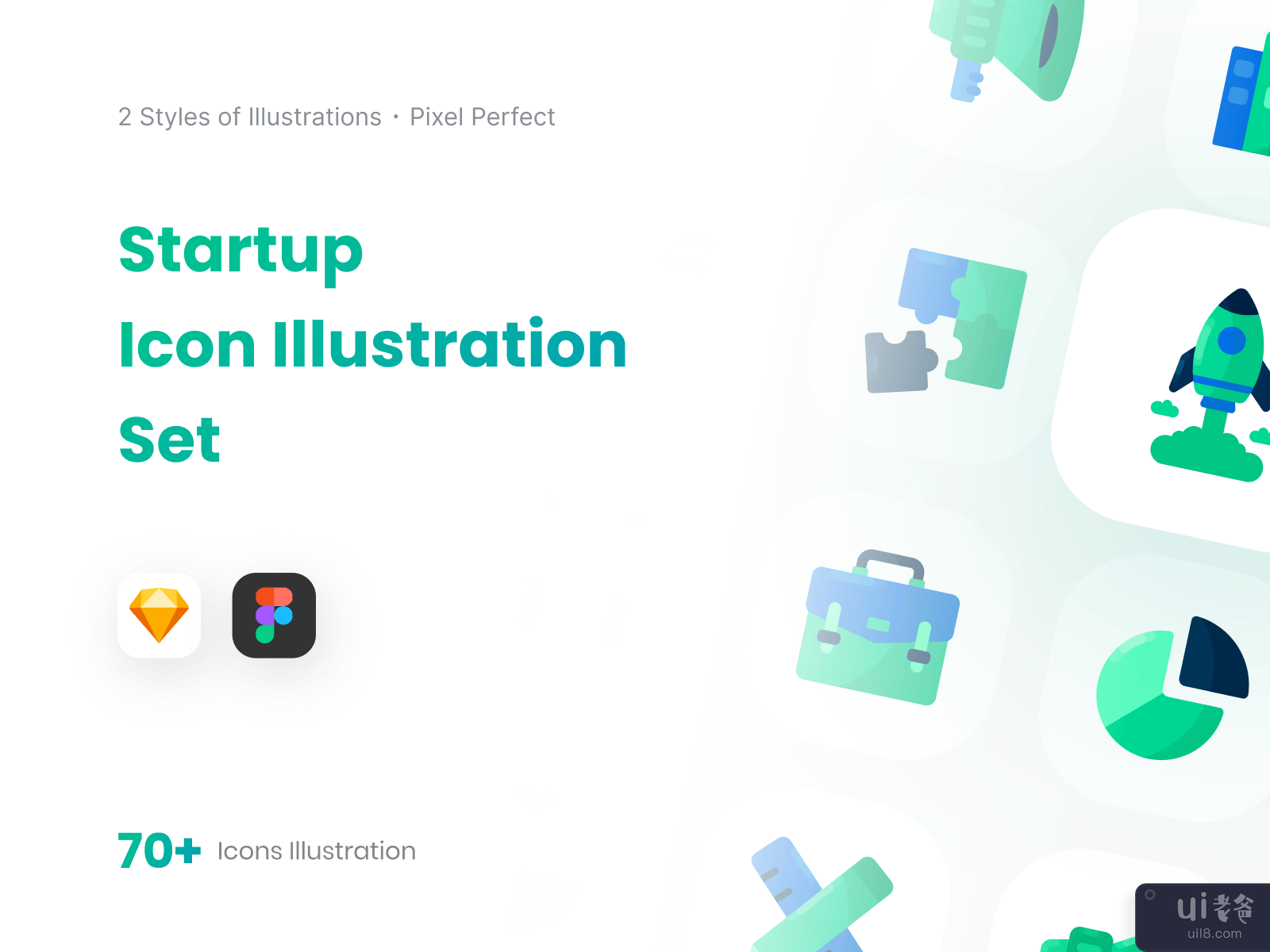 启动图标说明-组合样式(Startup Icon Illustration - Combination Style)插图