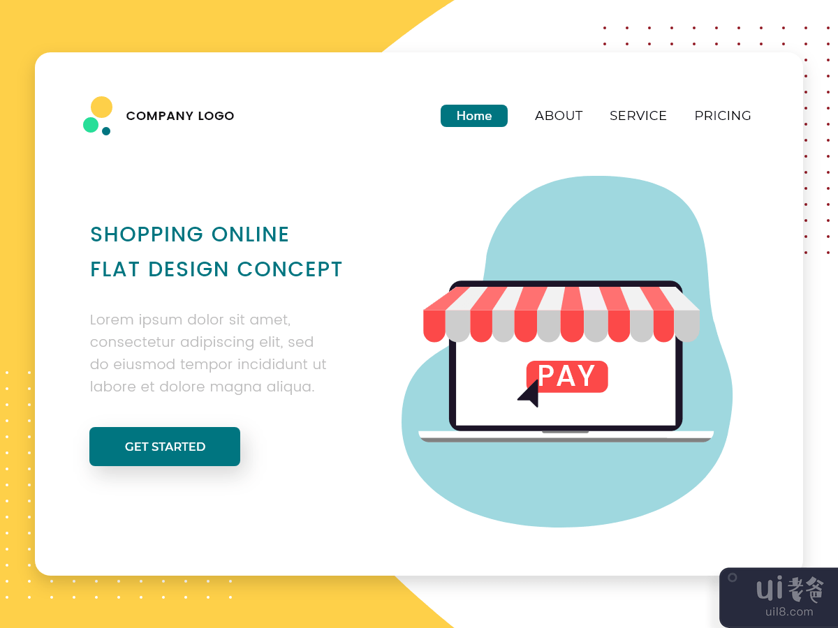 登陆页面的在线购物平面设计概念(Shopping Online flat design concept for Landing page)插图