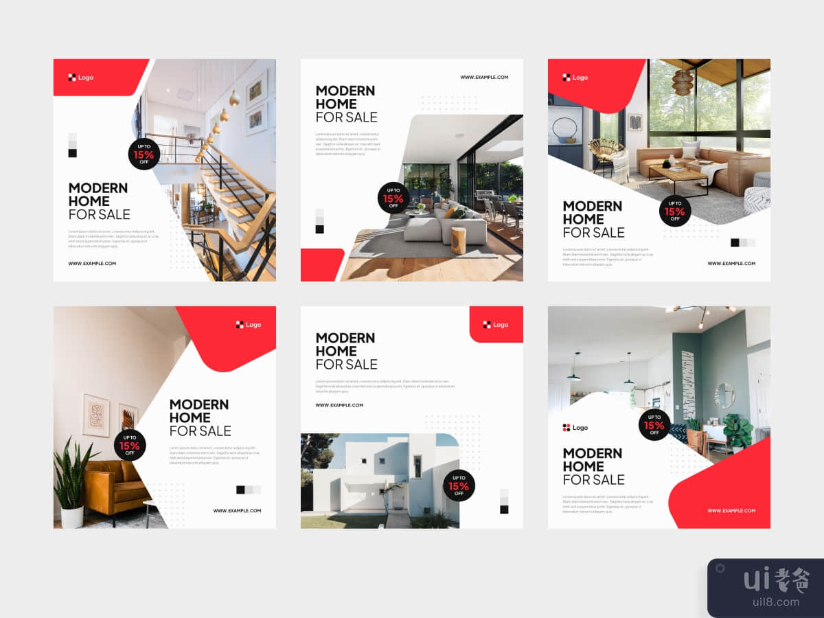 red property minimal square banner and social media post template