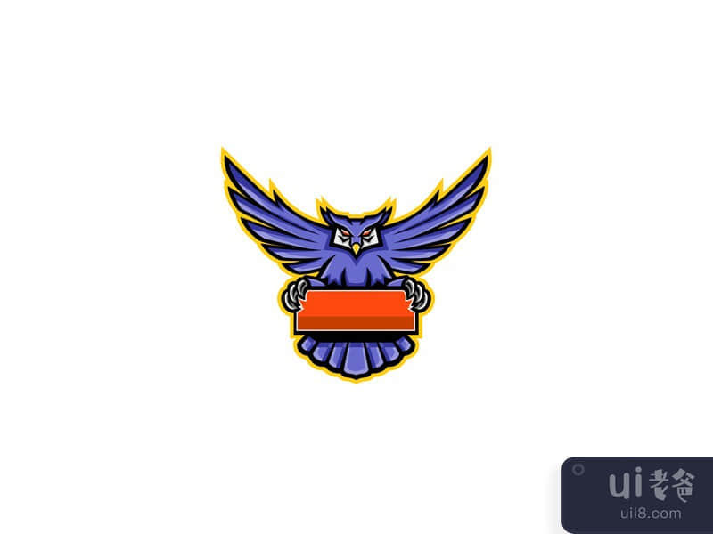 Great Horned Owl Banner Mascot
