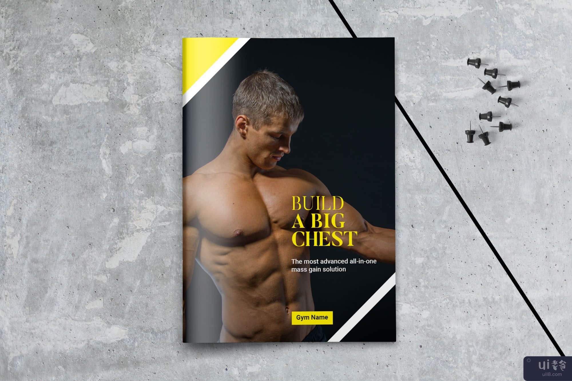 健身双折宣传册模板(Fitness Bi fold Brochure Template)插图4