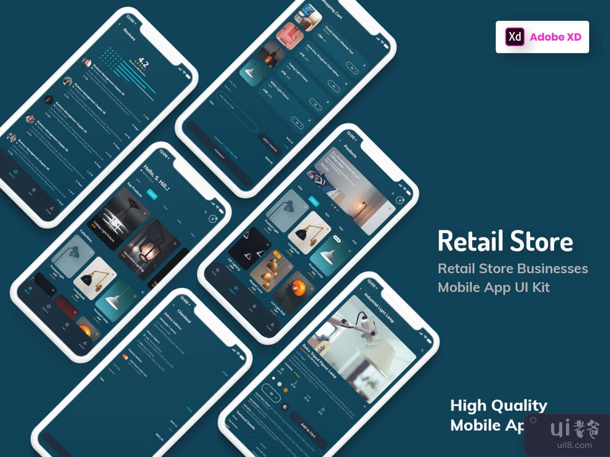 Retail Store Mobile App Dark Version (XD)