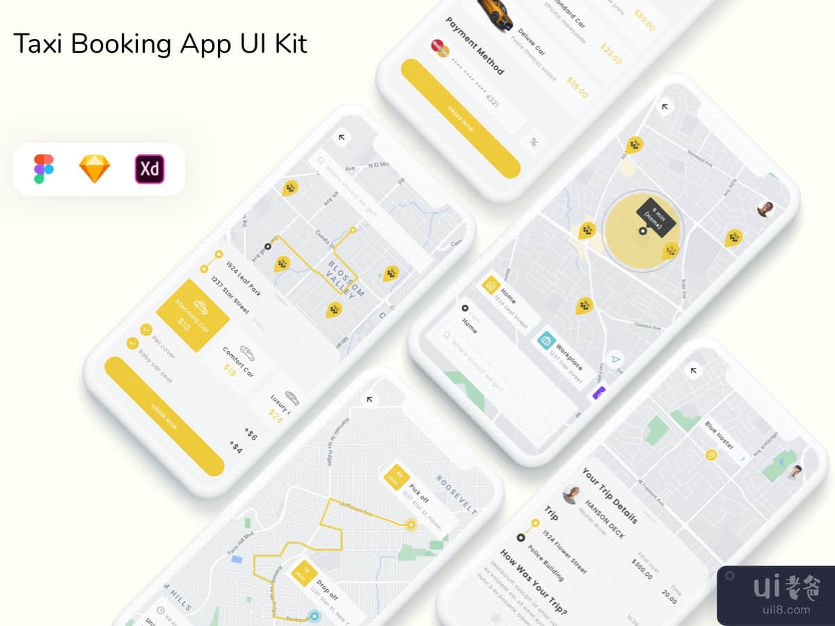 Taxi Booking App UI Kit 