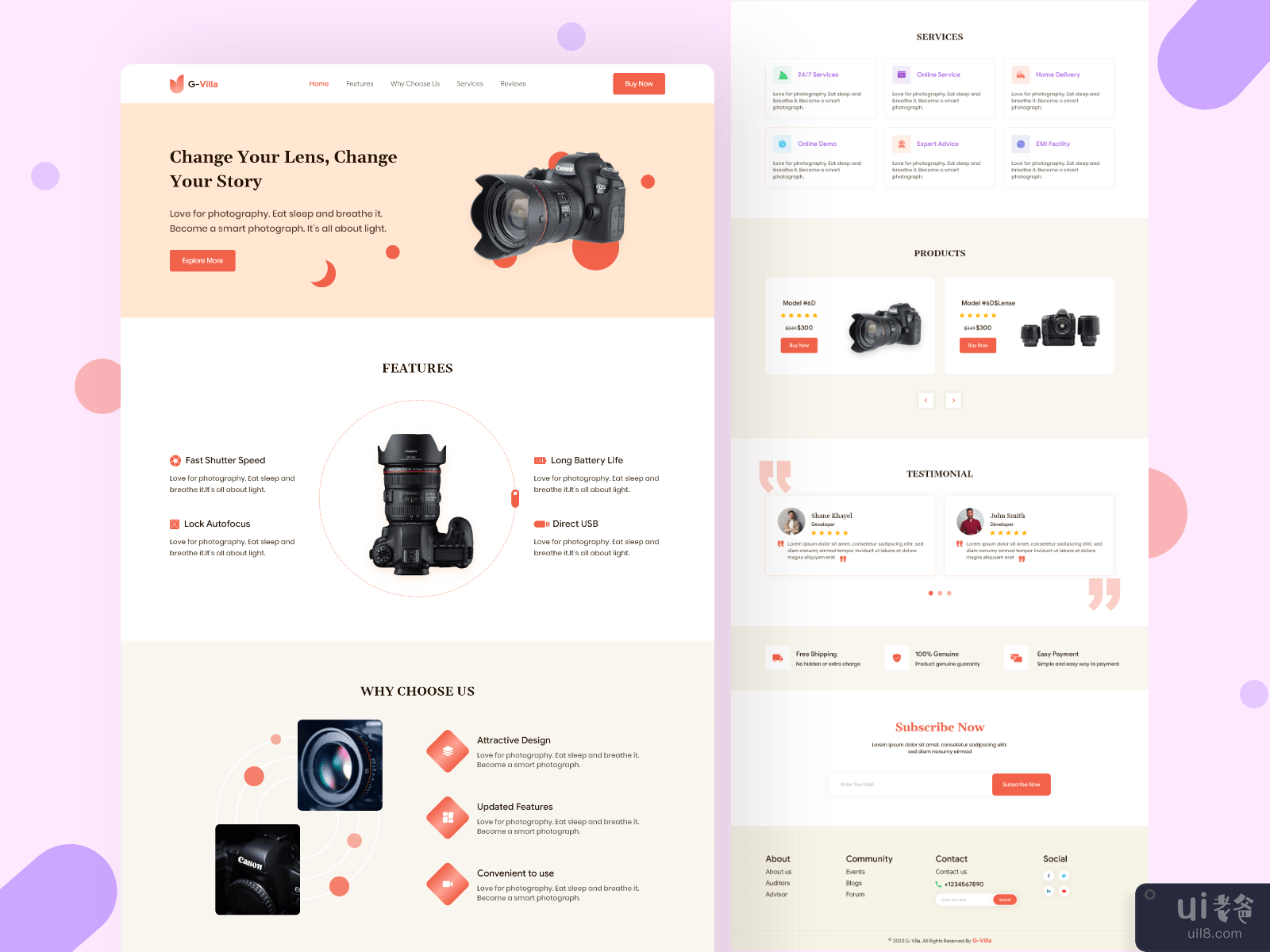 Camera : Single Product Landing page