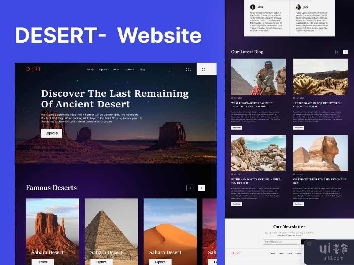 沙漠 - 旅行登陆页面。(DESERT - Travel Landing Page.)插图