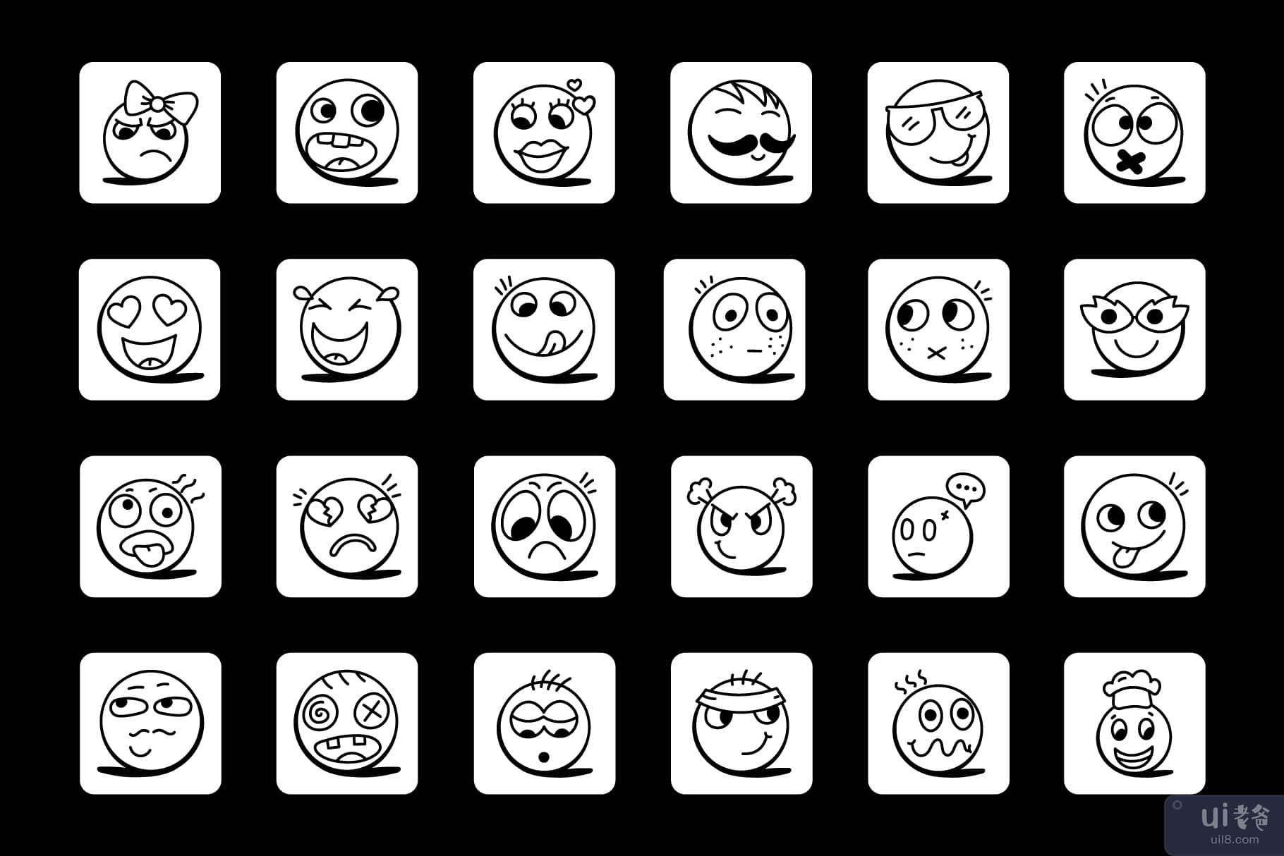 笑脸和表情符号图标的集合(Collection of Smileys and Emoji Icons)插图3