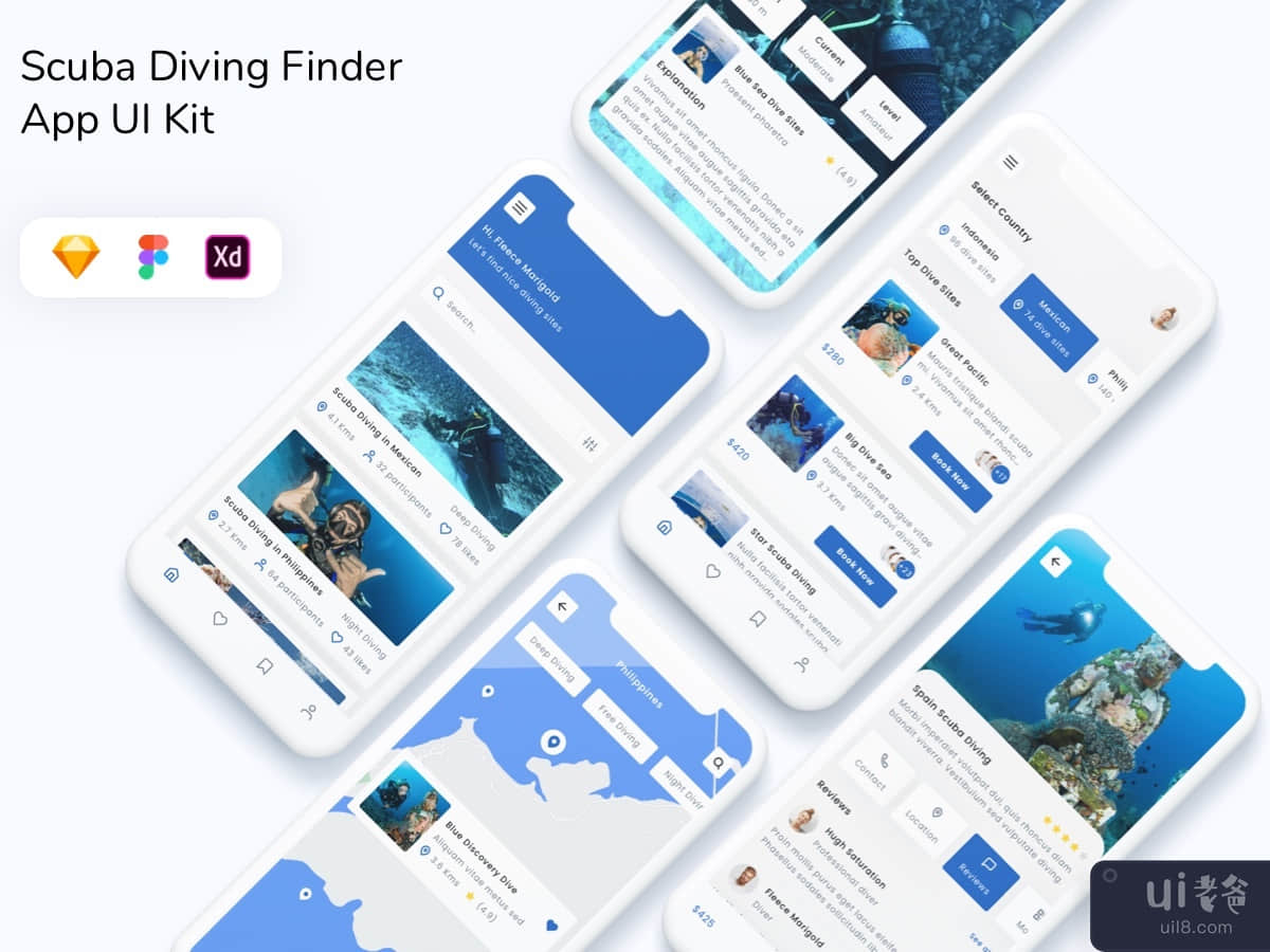 Scuba Diving Finder App UI Kit