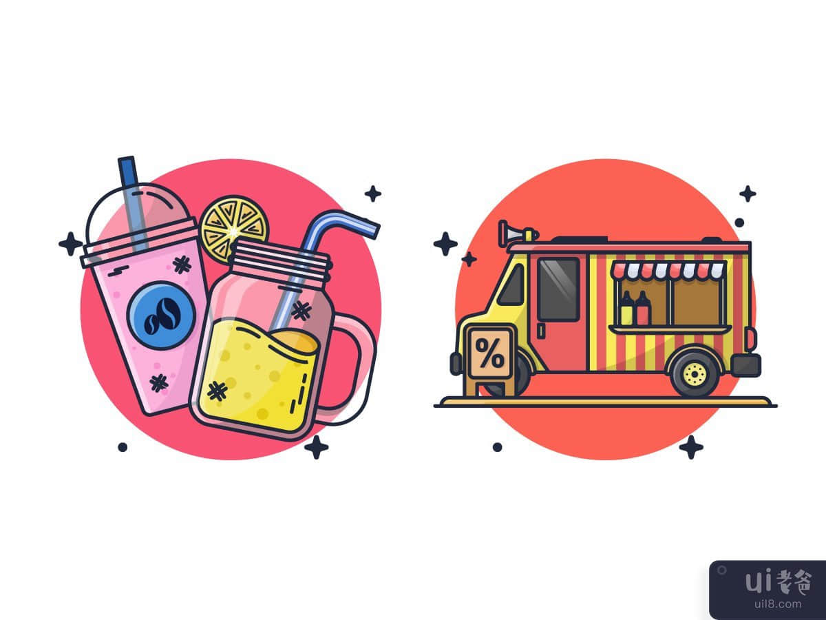 Juice and Food Truck Illustration
