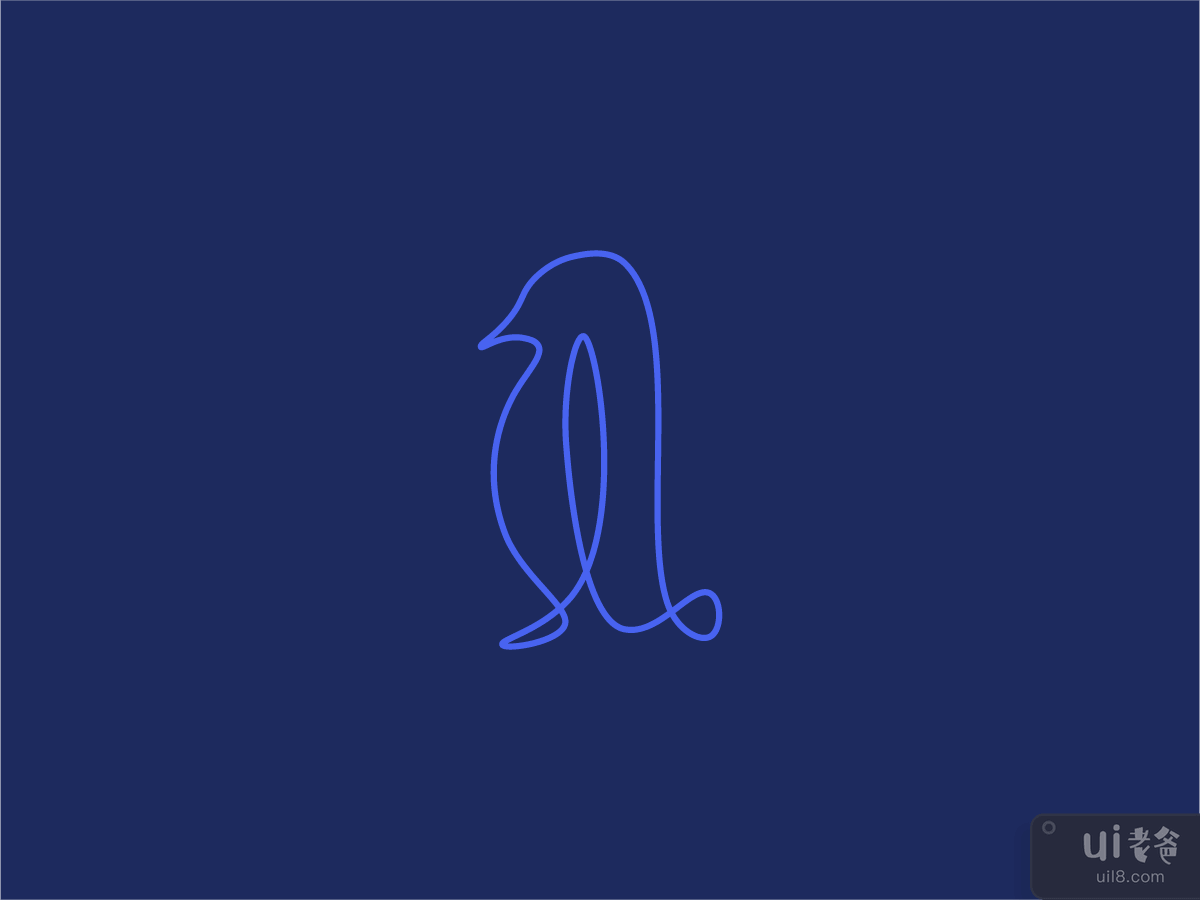 一个连续的线条绘制“企鹅”Oneline 标志概念(One continuous line drawing "Penguin" Oneline logo concept)插图1
