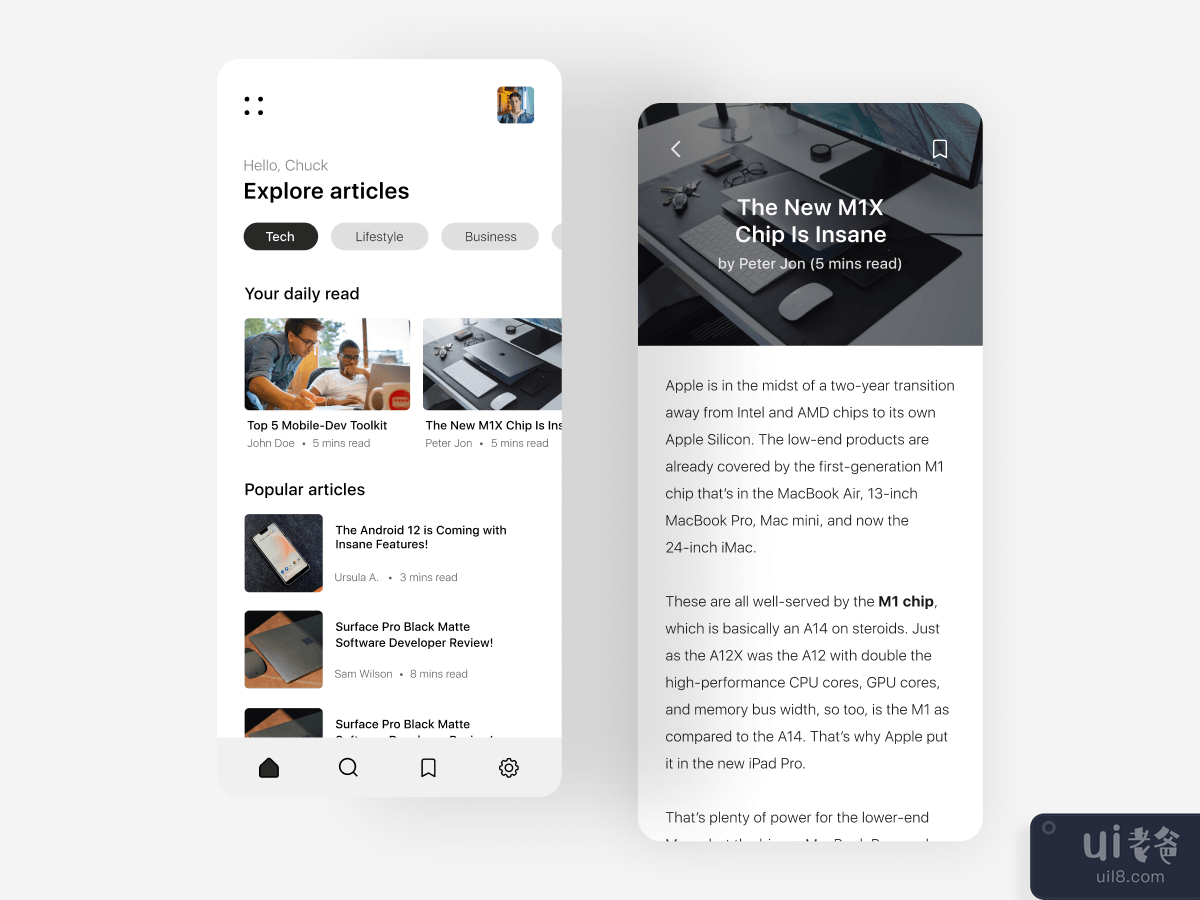 Article Mobile App UI Design Concept