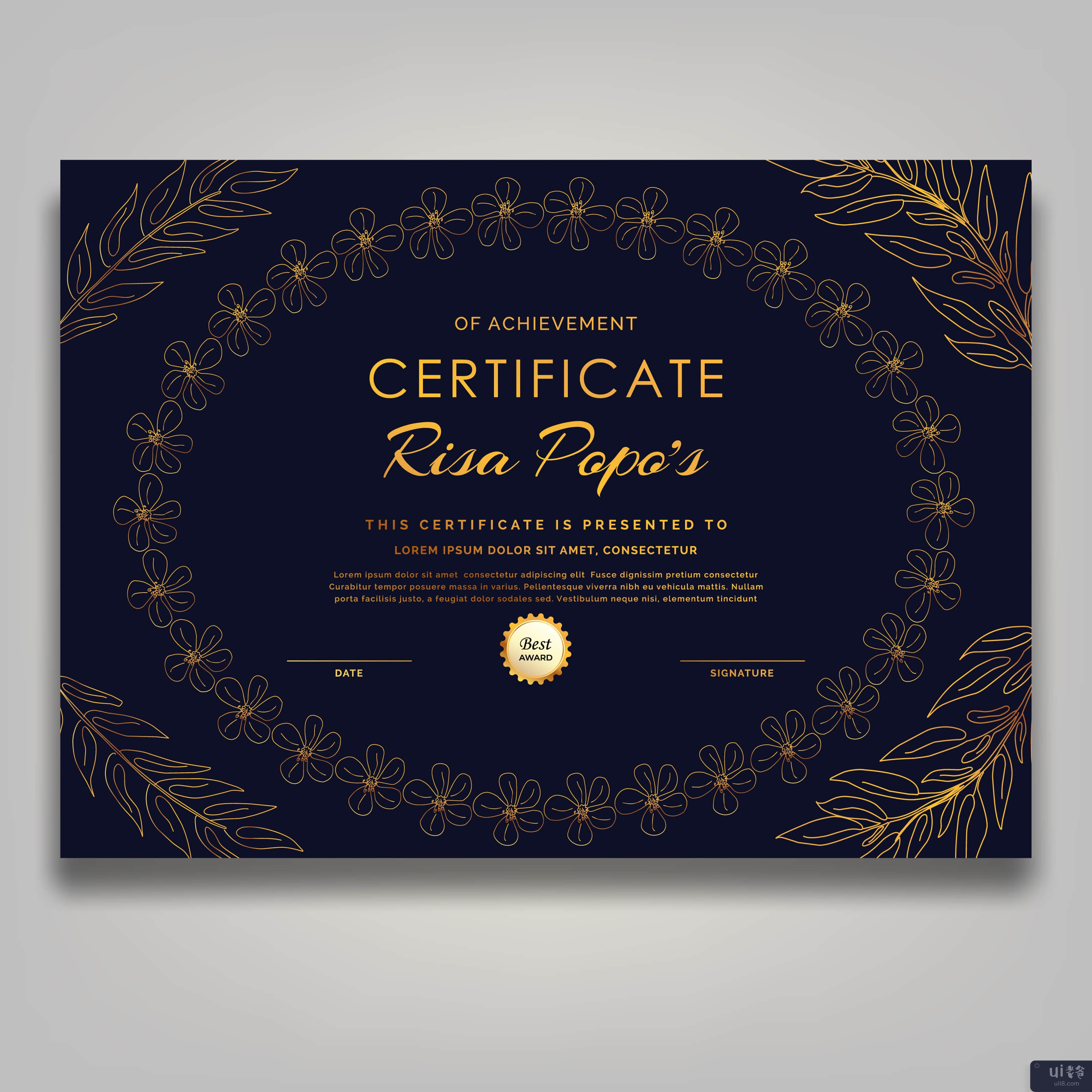 黄金专业证书模板。(gold Professional Certificate Template.)插图1