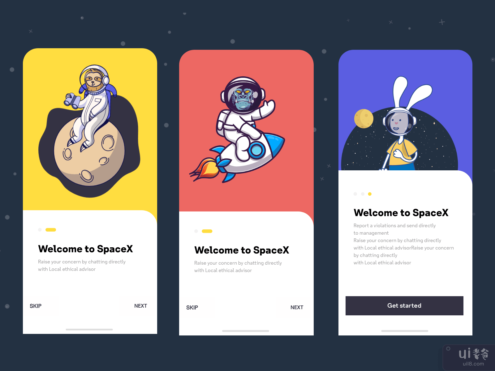 空间移动应用程序载入屏幕(space mobile app onboarding screens)插图