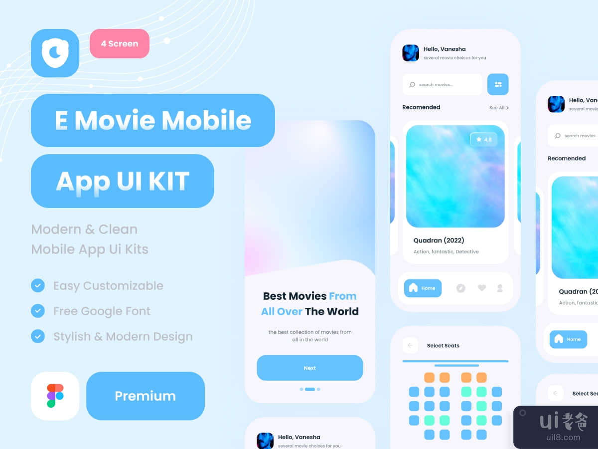 Muvi Mobile App Ui kits Template App