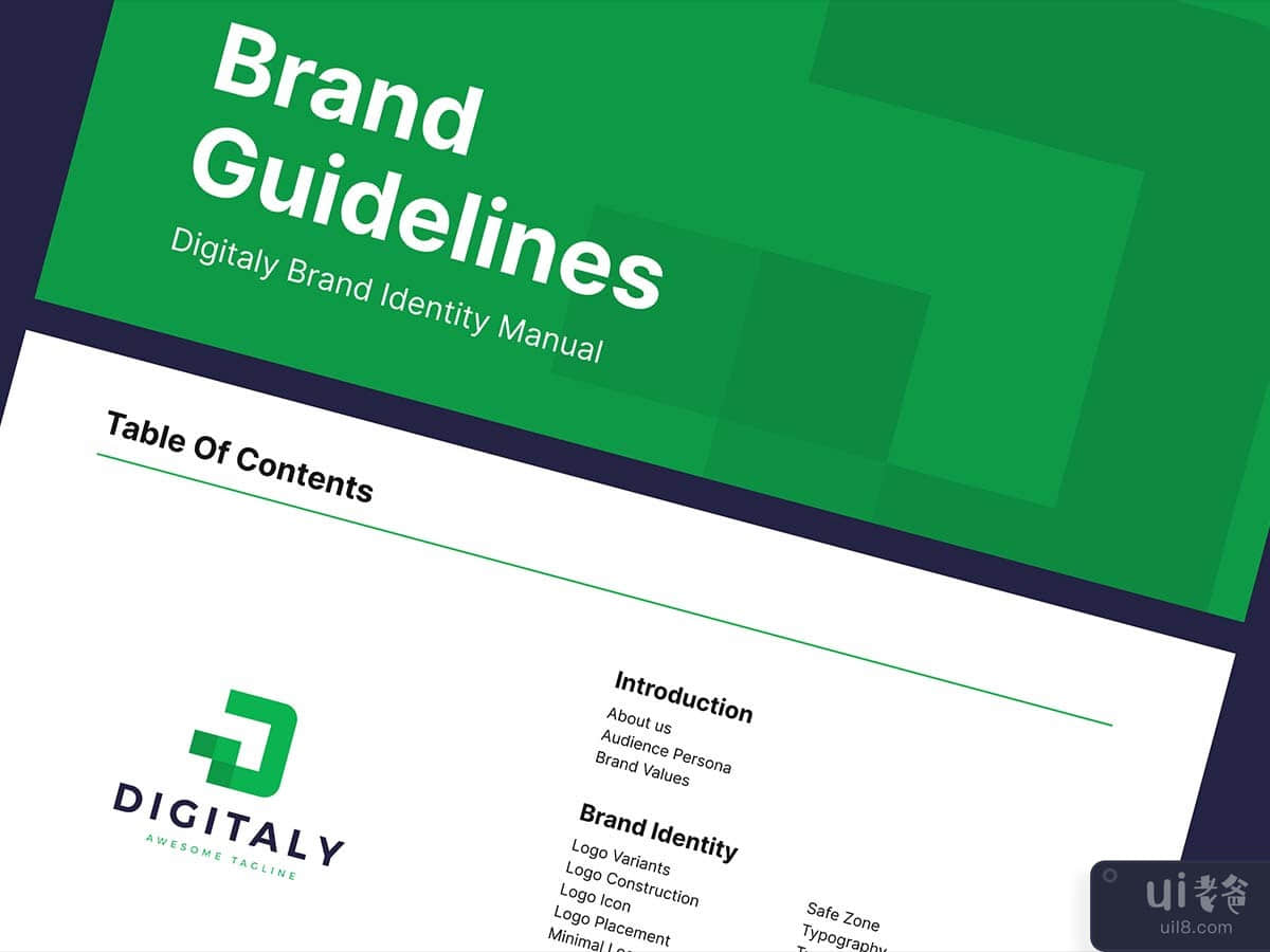 Digitaly - 现代品牌指南手册模板(Digitaly - Modern Branding Guidelines Manual Template)插图3