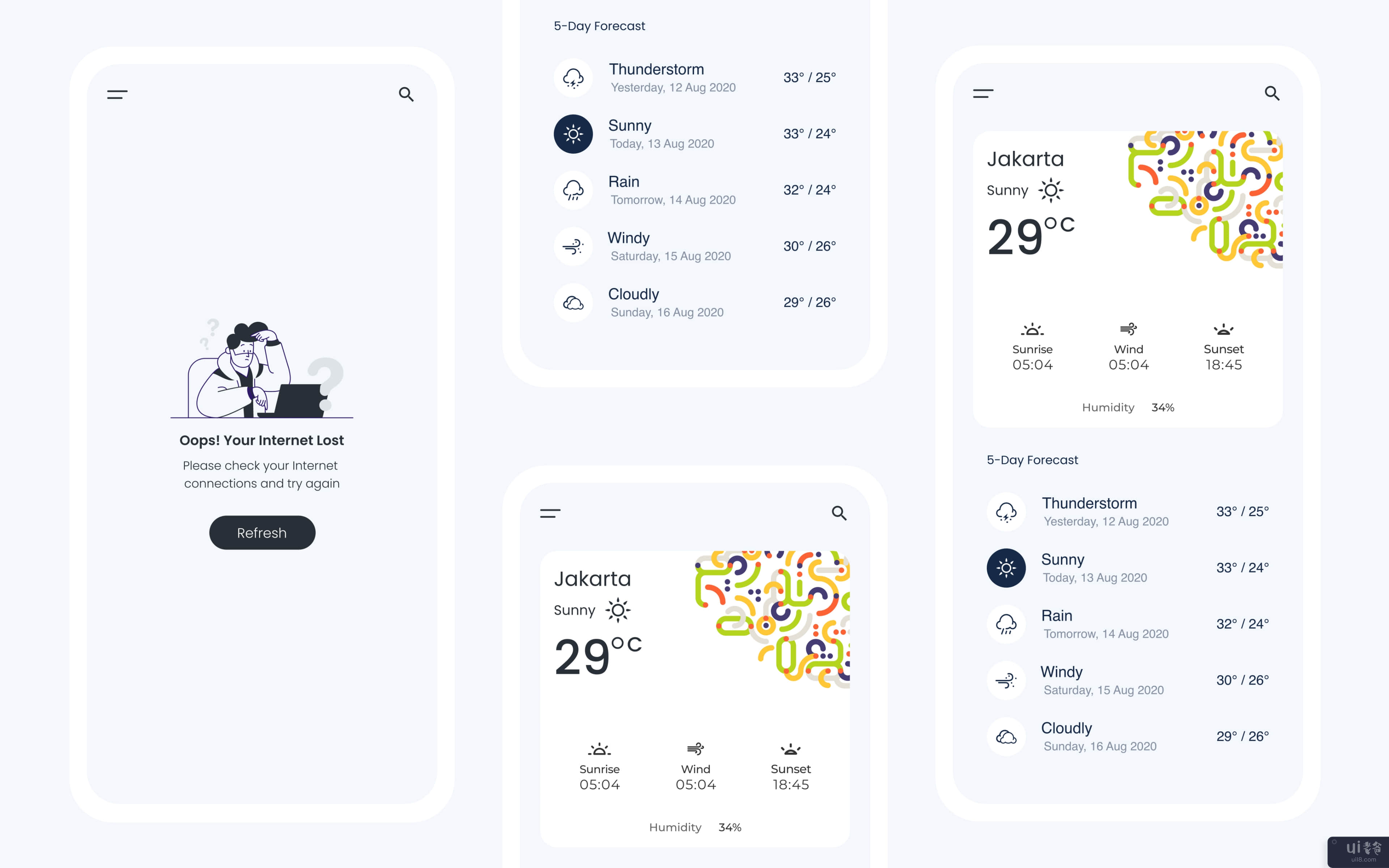 简单的天气应用程序设计(Simple Weather App Design)插图2