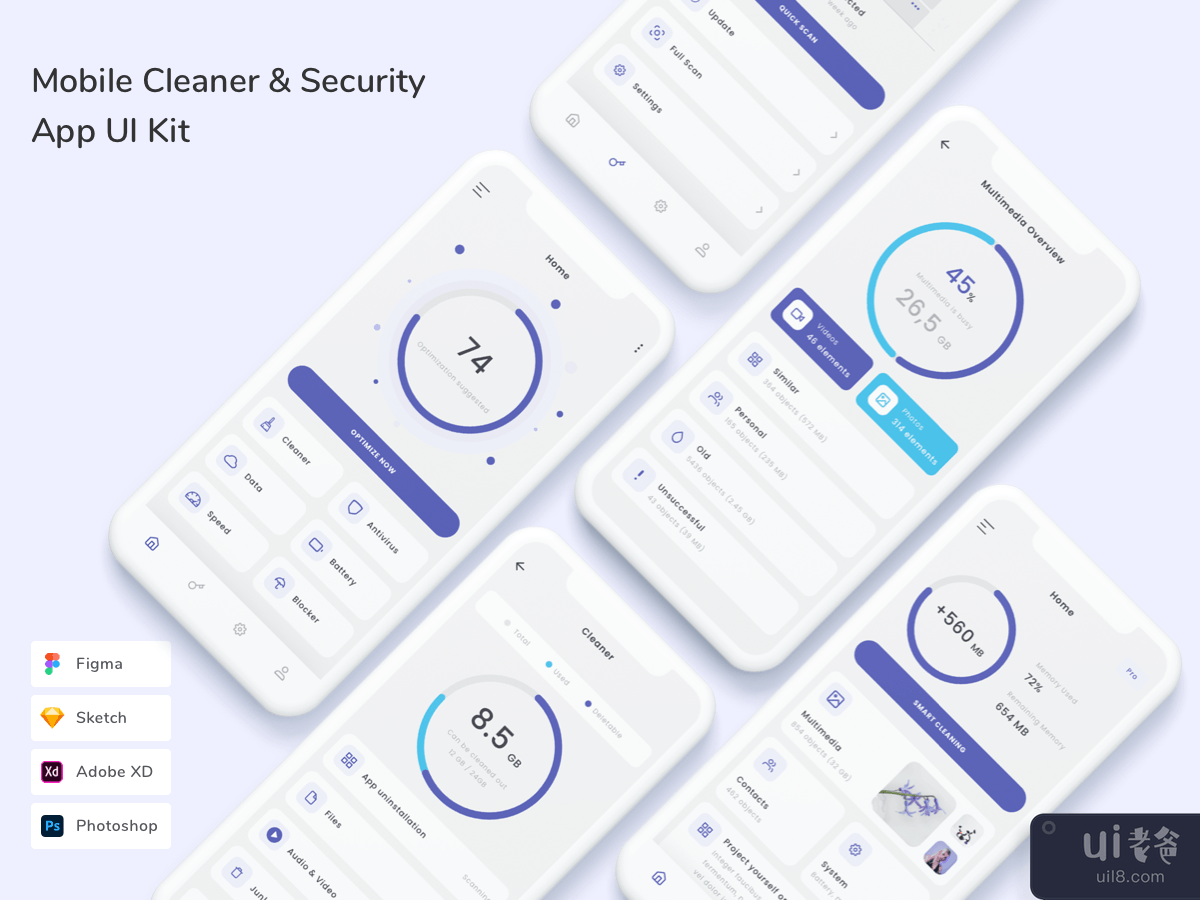 Mobile Cleaner & Security App UI Kit