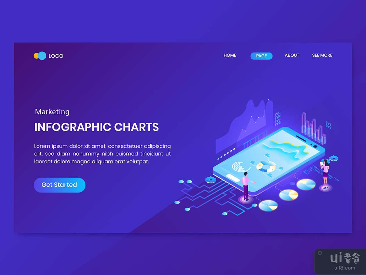 Marketing Strategy Isometric Concept Landing Page
