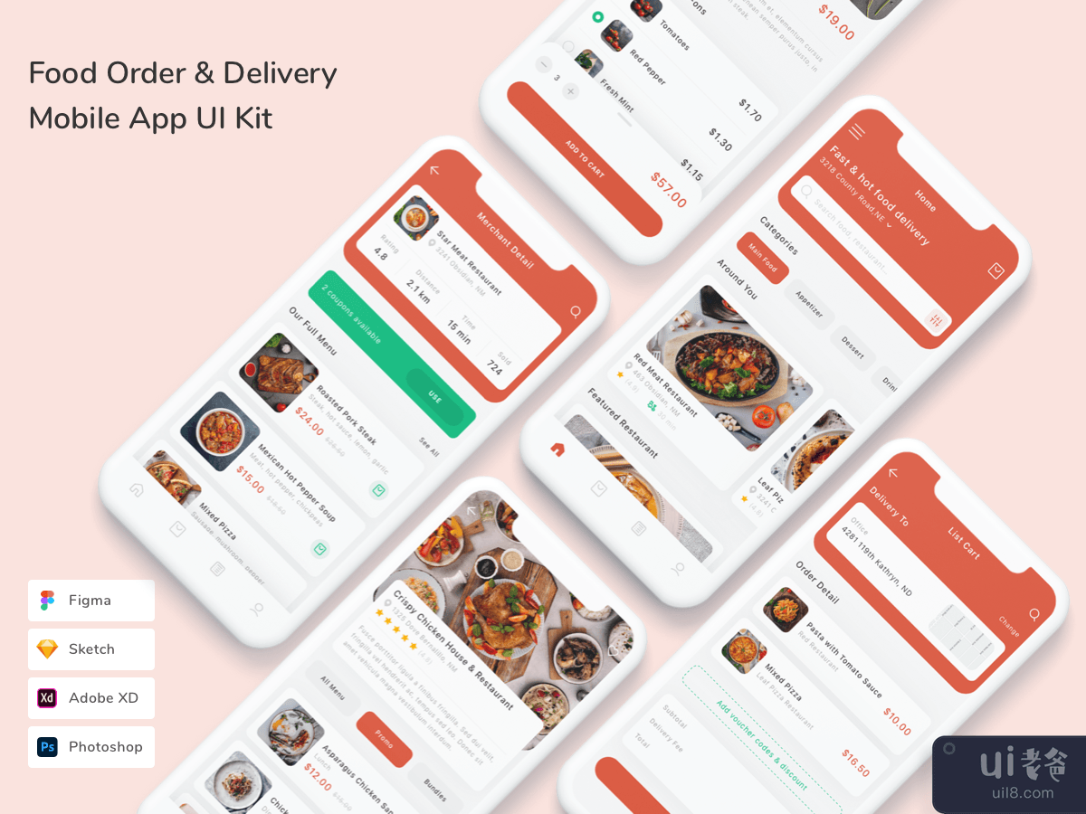 Food Order & Delivery Mobile App UI Kit