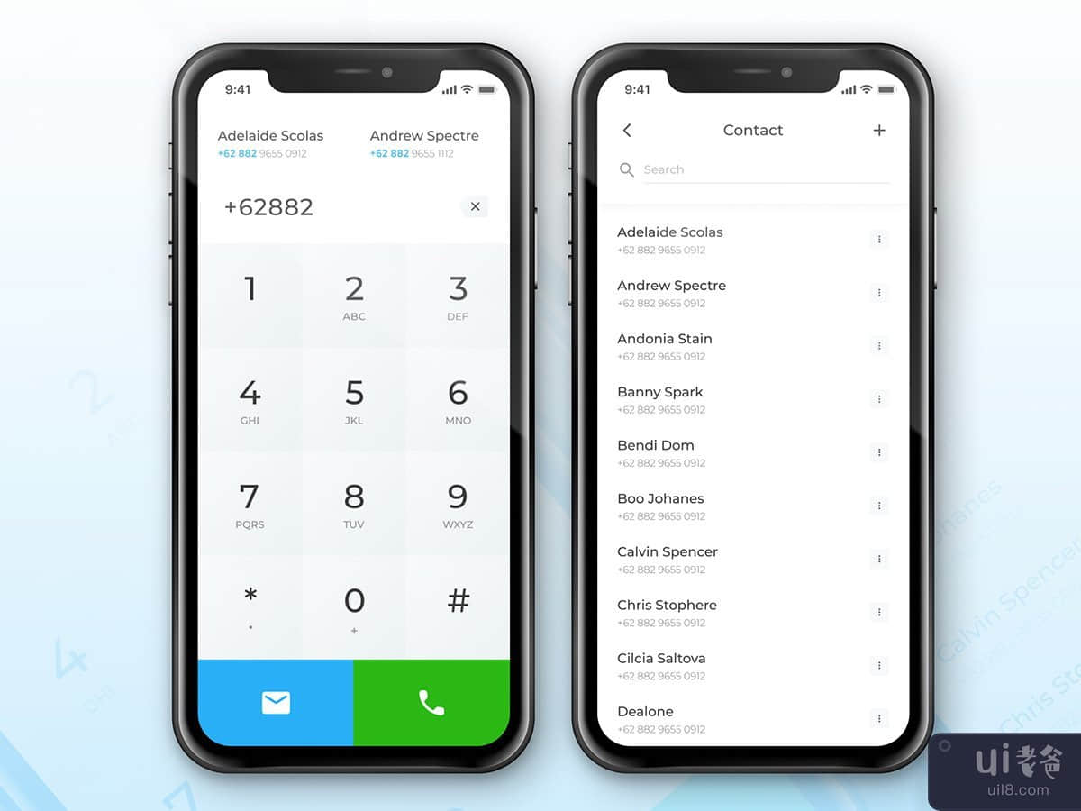 Phone Contact and Dial Screen App Concept