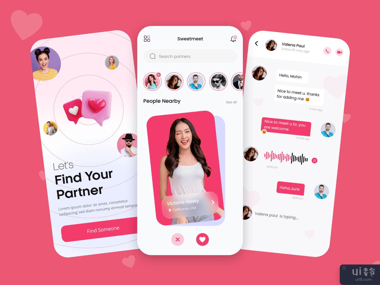 约会和聊天应用程序 ui 设计(Dating and Chat Apps ui design)插图