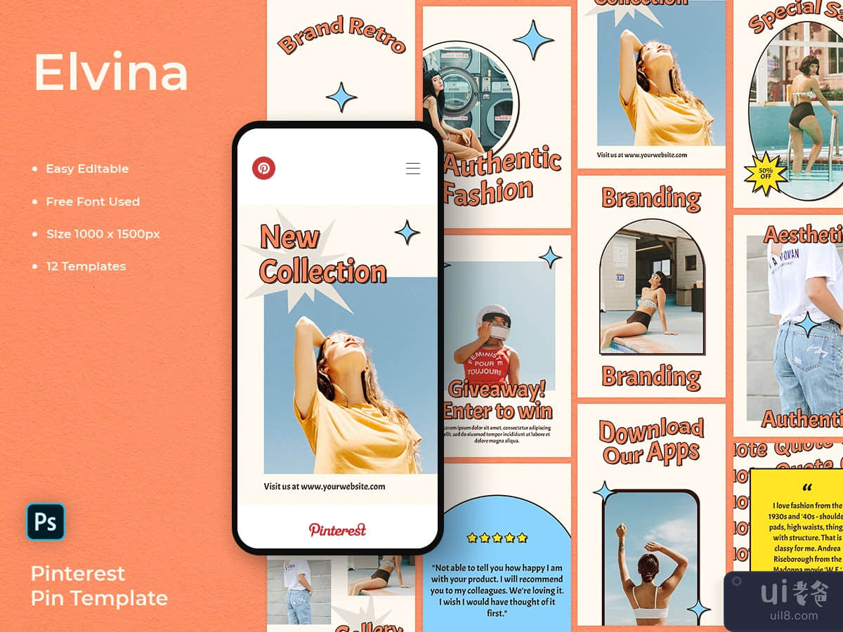 Elvina - Brand Pinterest Pin Template